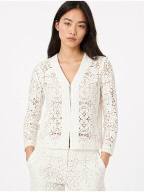 Maje Vimani Lace Embroidered Jacket in White
